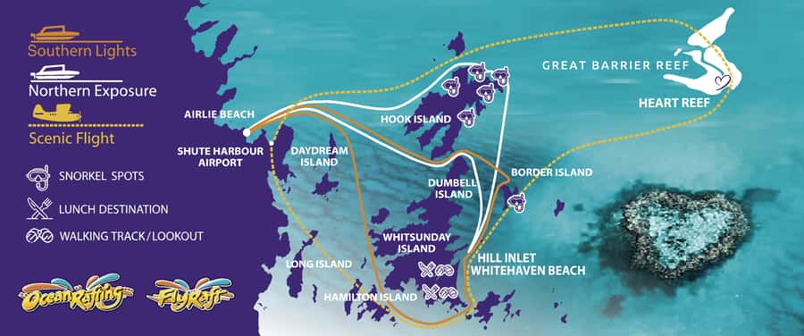 Airlie Beach: Fly Raft Package w Scenic Flight & Snorkeling - Whitehaven Beach: pick North Whitehaven or South Whitehaven