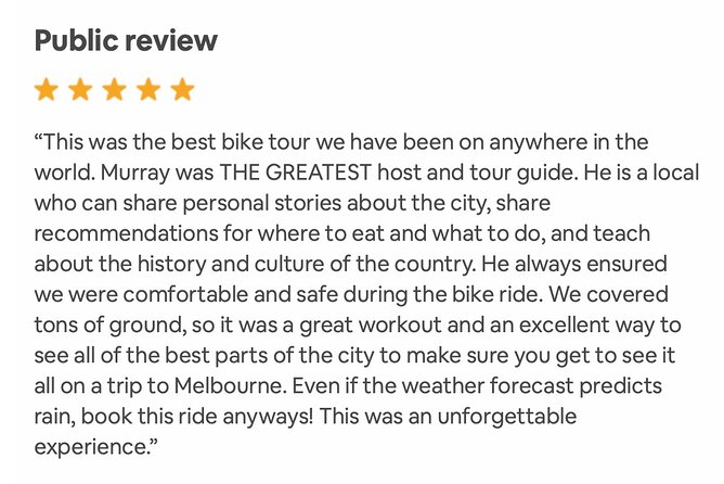 Famous Melbourne City Bike Tour - Victoria Market, Breaks, and the Food Timing You Should Plan For