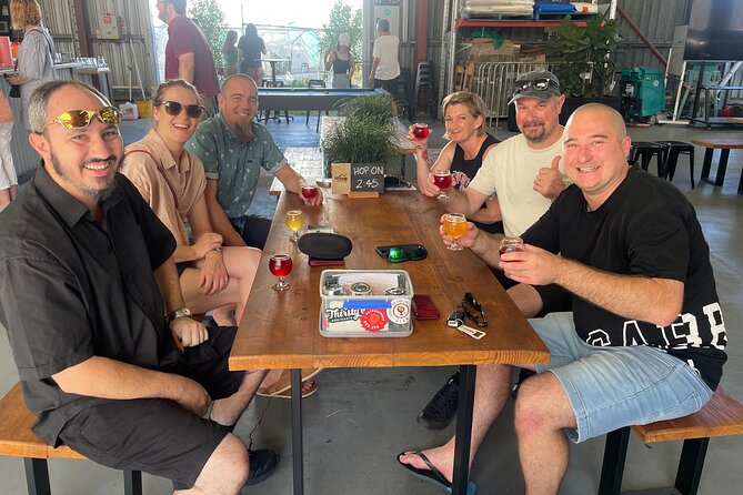 Brisbane Brewery Full Day Tour with Lunch - Stop 1 at Green Beacon: first round of beer education at Teneriffe