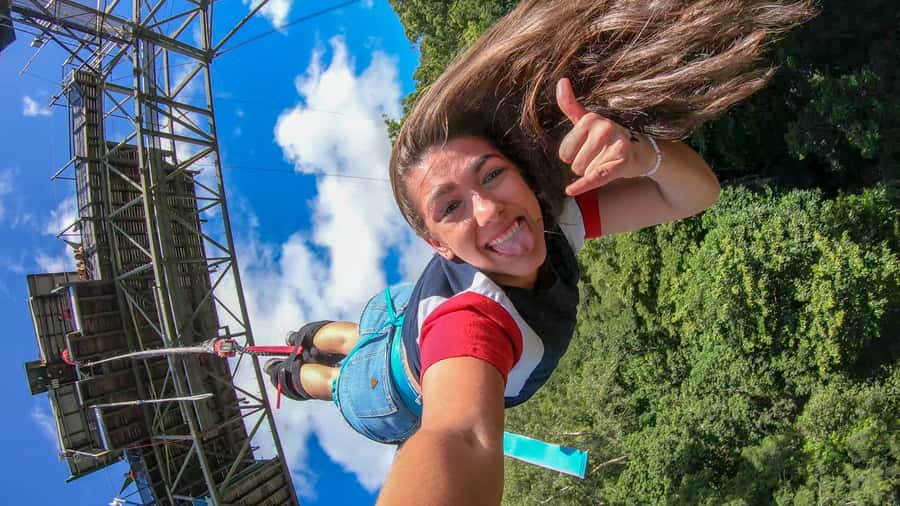 Cairns: Bungy Jump - The actual jump moment: 50 metres, big views, and that rebound