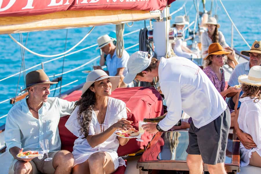 From Airlie Beach: Hook Island Cultural Tour, Sail & Snorkel - The afternoon touches: sparkling wine, antipasto, and the finish