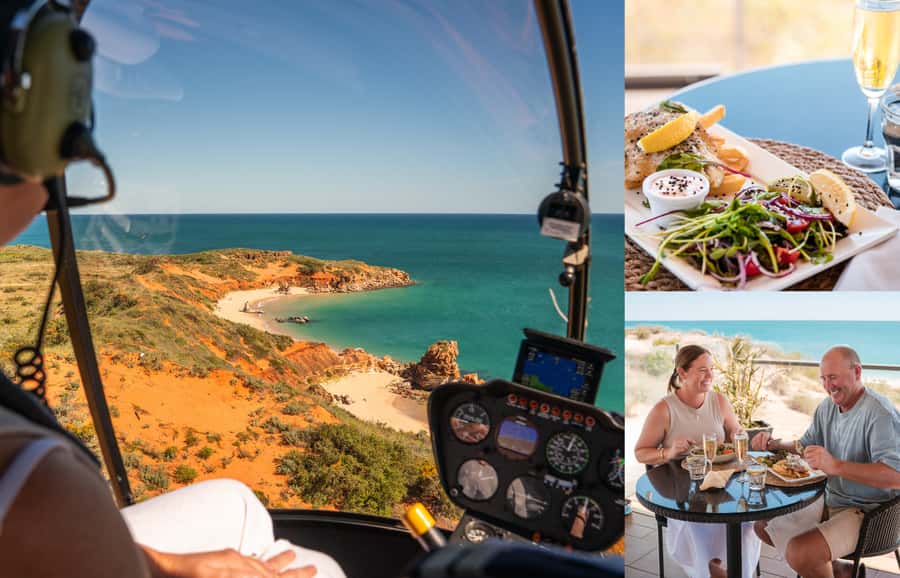 From Broome: Eco Beach Explorer Helicopter Flight with Lunch - The First 30 Minutes: Coast Views You Can’t Replicate from the Ground
