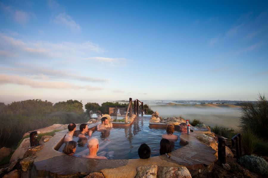 From Melbourne: Peninsula Hot Springs & Bathing Boxes Tour - Peninsula Hot Springs: mineral pools, hamam, sauna, cold plunge, and Hilltop Pool