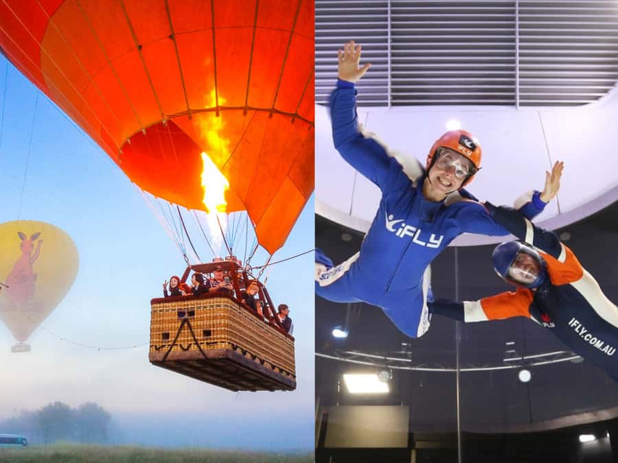 Gold Coast: Hot Air Balloon, Winery Breakfast & iFly - Sunrise hot air balloon over the Gold Coast Hinterland and Scenic Rim