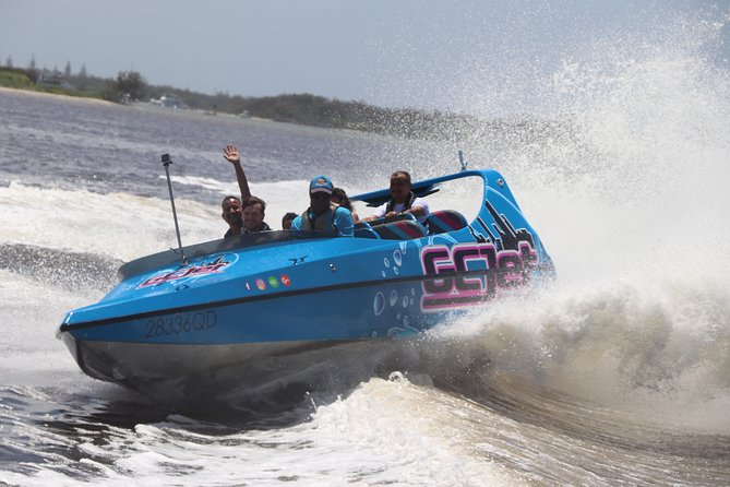 Gold Coast V8 Jet Boat Rapid Ride - Fast Stops and Icon Views at Wave Break Island