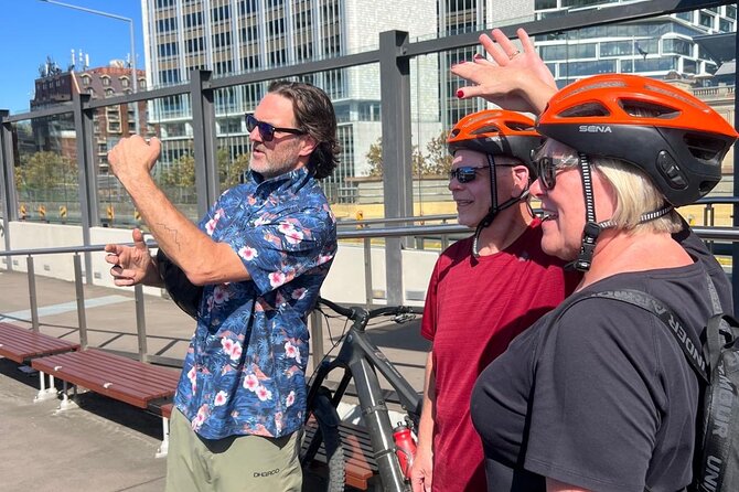 Guided Electric Bike Tour of Sydney with Bluetooth helmets - Cockle Bay Wharf and the Food-Spot Energy