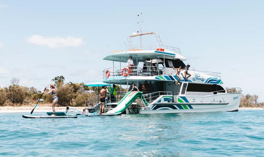 Hervey Bay: Aqua Oasis Cruise - The anchorage portion: slide, SUP, snorkel gear, and jump platforms