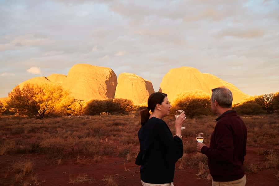 Kata Tjuṯa Sunset Tour with Sparkling Wine and Cheeseboard - The sunset moment: watching colours change on sky and rock