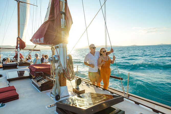 Lady Enid Sunset Sail Airlie Beach - Adults Only - Comfort and amenities: meeting point, onboard seating, and restroom reality