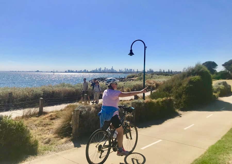 Melbourne: Bayside Bike Tour | Pedal into Local Seaside Life - Green Point Skyline Views: The Ride Begins with the City in Frame
