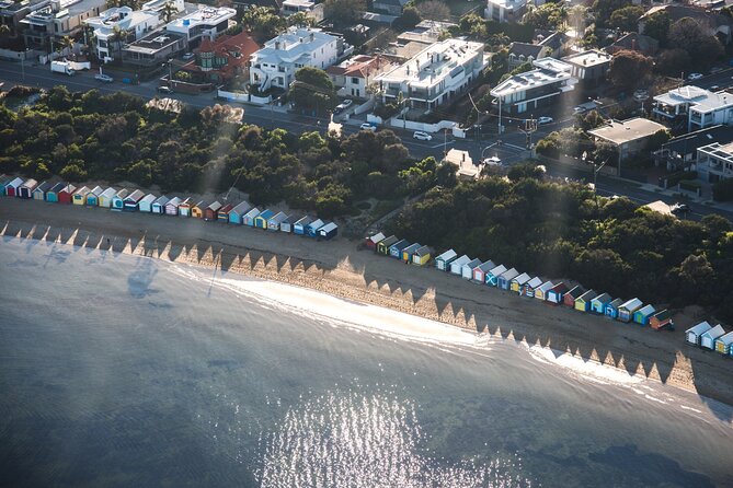 Melbourne City & Brighton Beach Boxes Helicopter Tour - St Kilda and Port Philip Bay: Beach Colors from the Best Possible Angle