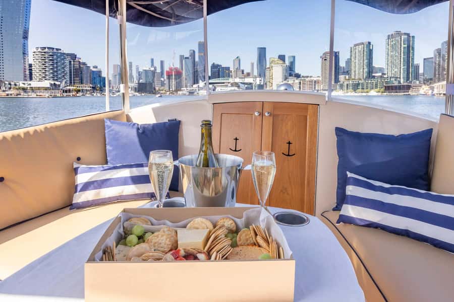 Melbourne: Private Yarra River Cruise w/ Cheese & Wine - Route rundown: Docklands out to Southbank, low bridges, and Flinders Street