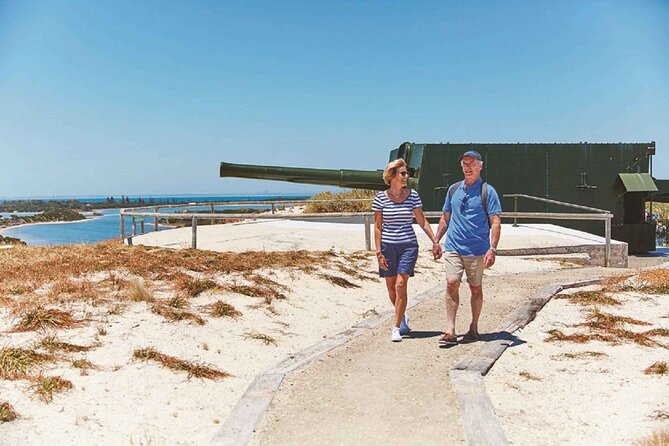 Rottnest Island 90-minute E-Rickshaw Adventure with Tour Guide - Bathurst Lighthouse and Pinkies views: a sea-to-beach perspective