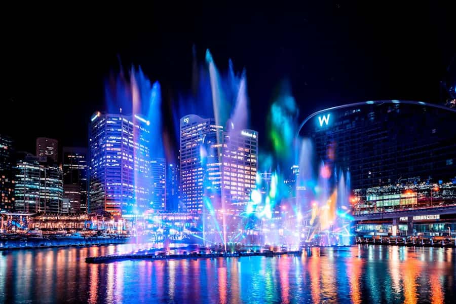 Sydney: Intimate Vivid Harbour Cruise with Canapes - What you see on the harbour: Vivid lights around the Opera House and Bridge