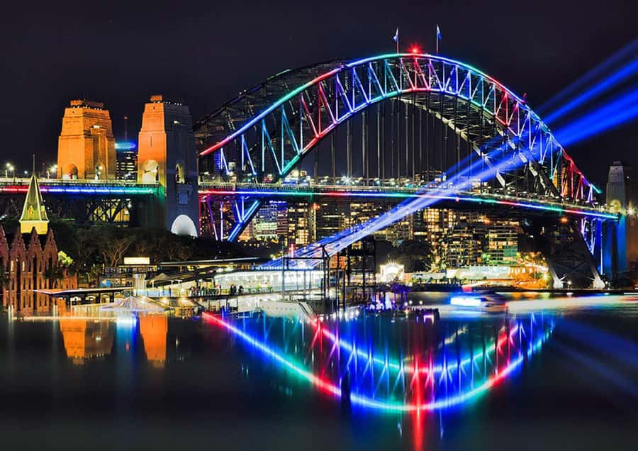 Sydney: "Vivid Sydney" Festival of Light Sightseeing Cruise - Vivid Sydney from King Street Wharf: what the 90 minutes really feels like